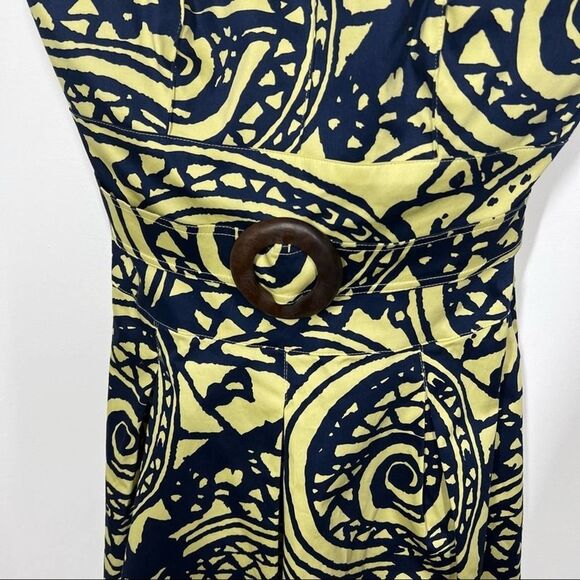 Kay Unger Women's Size 12 NWT  Yellow Blue Pattern Strapless Retro Mini Dress - Picture 8 of 13